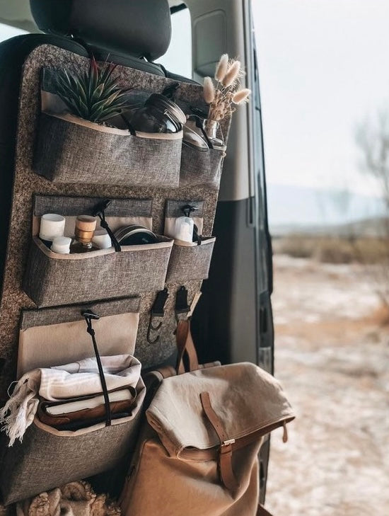 POFULL Van Life Kosmetiktasche | Camper & Reisende Geschenk | Baumwollleinen, 23,4x17,3 Cm, Wasserabweisend